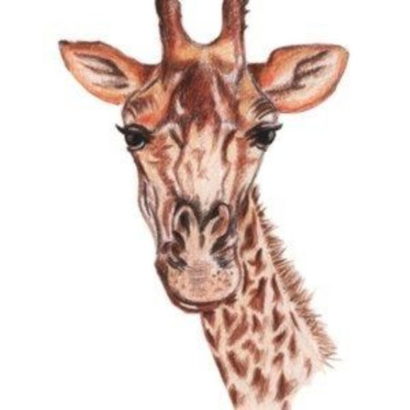 Watercolor Giraffe face brown tan black art print - Picture 2 of 2